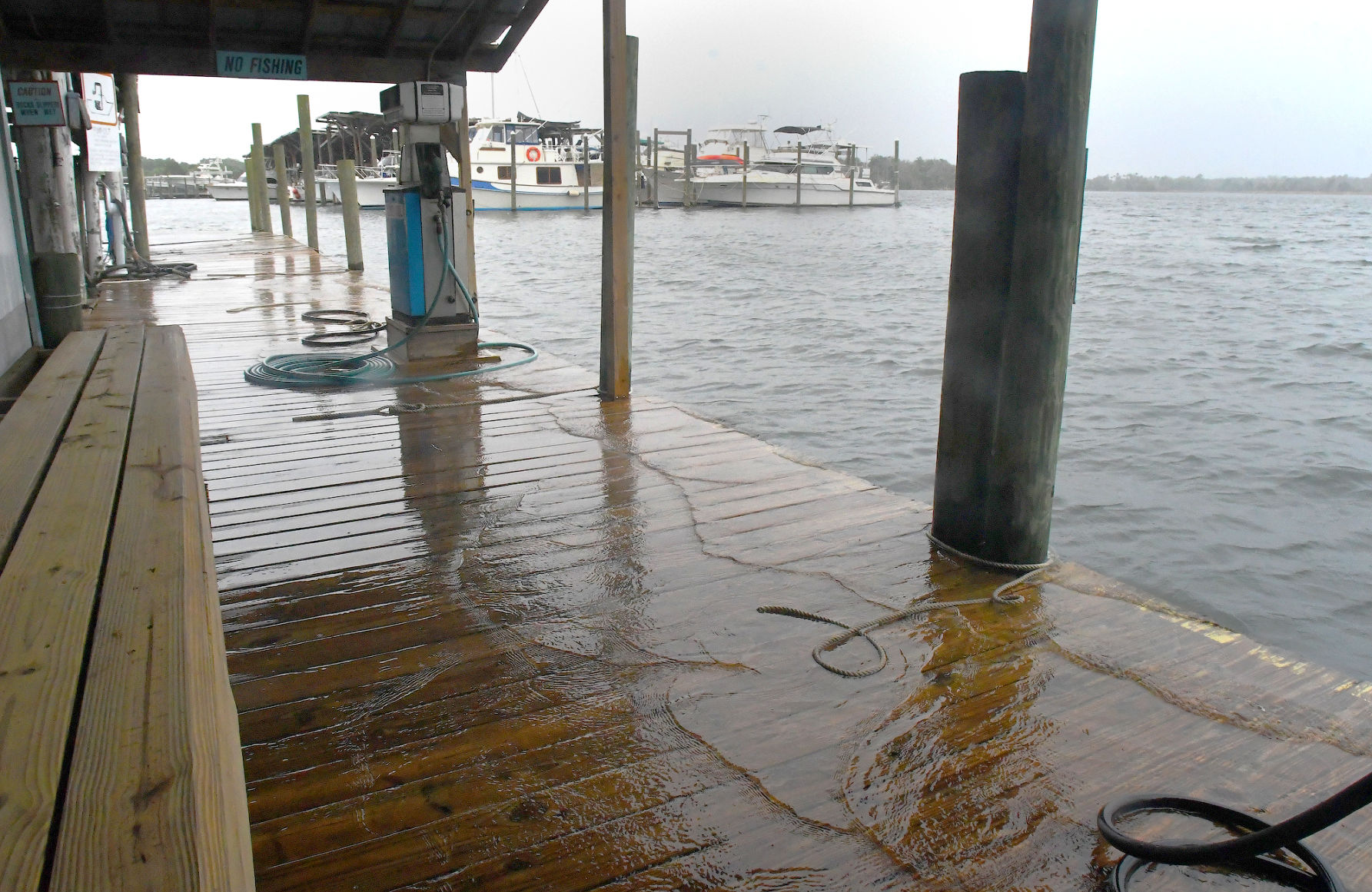Bay laps at boardwalk at Pete's Pier (File)